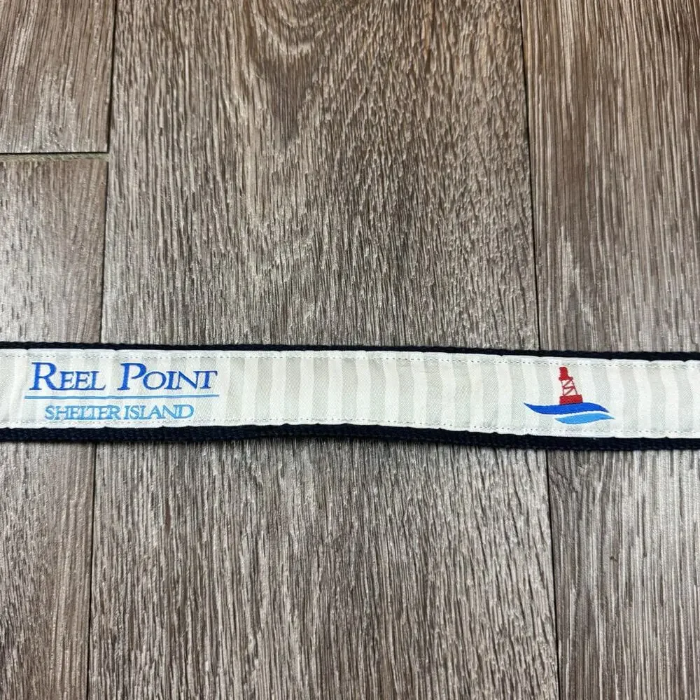 REEL POINT Nautical Belt sailboats and sailor/rope knots 38 Navy Blue